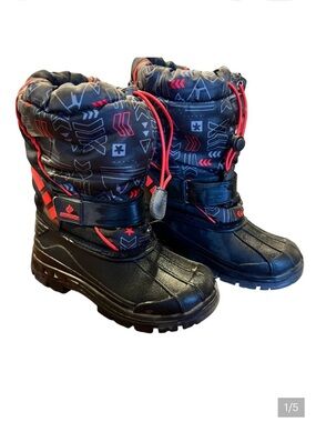 Merence Black and Red Kid Winter Snow Boots size 33 (US 12)
